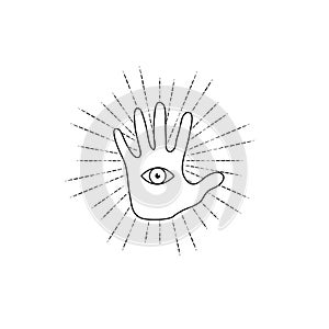 Fortune Teller Hand with all seeing eye vector