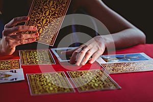 Fortune teller using tarot cards