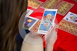 Fortune teller using tarot cards