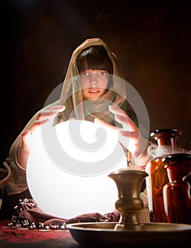 Fortune telling with a crystal ball