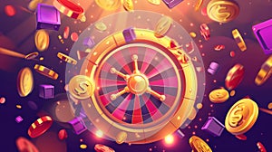 A fortune wheel spin, casino lucky roulette game of chance, with losing and winning segments. Online gambling lottery