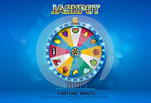 Fortune wheel spinning on bokeh background