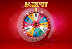 Fortune wheel spinning on bokeh background