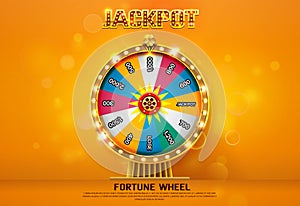 Fortune wheel spinning on bokeh background