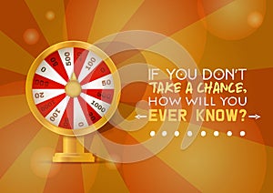 Fortune wheel vector try to win in spin game casino roulette congratulation for lucky winner backdrop fortunate wheeled