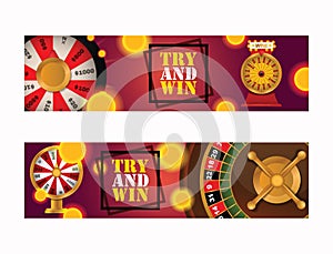 Fortune wheel vector try to win in spin game casino roulette congratulation for lucky winner backdrop fortunate wheeled