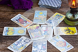Fortunetelling with Tarot cards photo