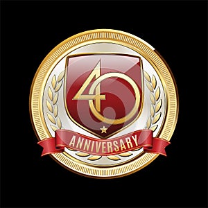Forty Anniversary Red Shield Luxury Badge