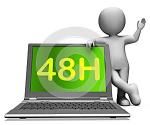 Forty Eight Hour Laptop Character Shows 48h Service Or Delivery