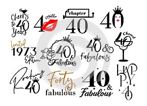 Forty and fabulous 40th birthday celebration. Cake topper shirt template for cut file set. Cheers to forty years