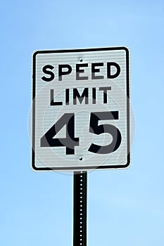 Forty five mph speed limit sign