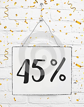 Forty five 45 % percent off black friday sale 45% discount golden party confetti banner billboard 25 percent loaded