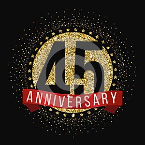 Forty five years anniversary celebration logotype. 45th anniversary logo.