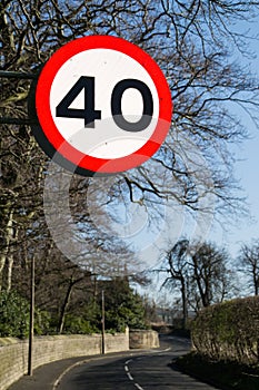 Forty mile per hour sign.