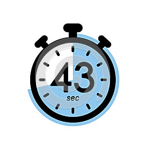 forty three seconds stopwatch icon, timer symbol, 43 sec waiting time vector illustration