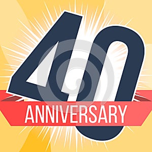Forty years anniversary banner. 40th anniversary logo. Vector illustration.