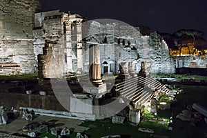 Forum of Augustus in a night scene