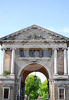 Forum Boarium seen from the island Memmia in Prato della Valle in Padua in the Veneto (Italy)