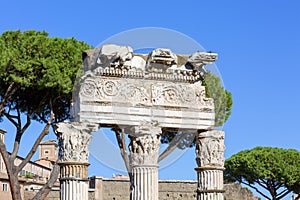 Forum of Caesar, part of Forum Romanum, view of the ruins of Temple of Venus Genetrix, Rome, Italy