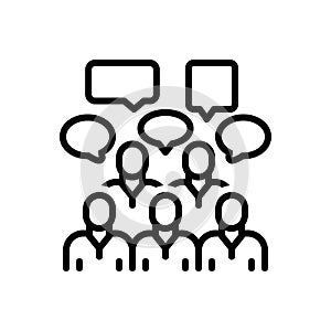 Black line icon for Forum, meeting and conference