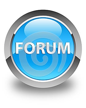 Forum glossy cyan blue round button