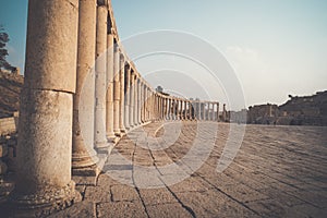 Forum in Jarash is unique in that it is oval in shape