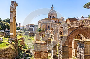 Forum of Julius Caesar in summer, Rome, Italy