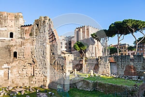 Forum of Nerva and Torre dei Conti in Rome city