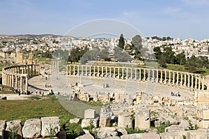 Forum (Oval Plaza) in Gerasa (Jerash), Jordan