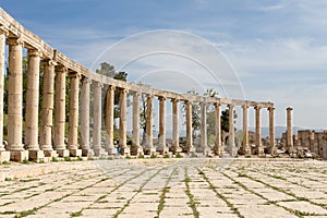 Forum (Oval Plaza) in Gerasa (Jerash), Jordan.