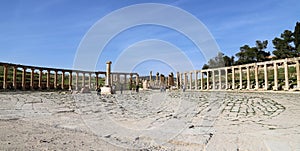 Forum (Oval Plaza) in Gerasa (Jerash), Jordan. photo