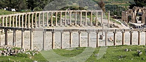 Forum (Oval Plaza) in Gerasa (Jerash), Jordan. photo