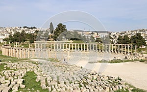 Forum (Oval Plaza) in Gerasa (Jerash), Jordan photo