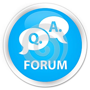 Forum (question answer bubble icon) premium cyan blue round