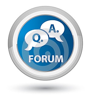 Forum (question answer bubble icon) prime blue round button