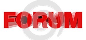 FORUM red word on white background illustration 3D rendering