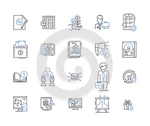 Forward and Backward line icons collection. Progress, Regression, Movement, Direction, Momentum, Retrace, Advancement photo
