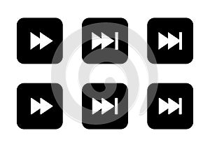 Forward icon set on black square. Next track symbol of media player elements