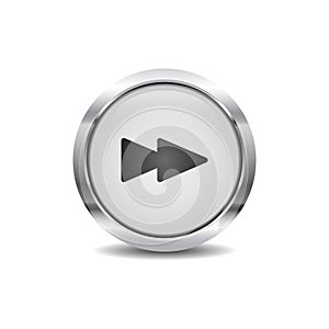 Forward icon vector image round 3d button with metal frame