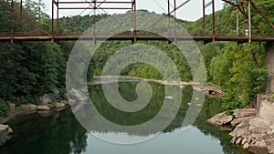 Forward movement of Drone under Jenkinsburg Bridge over Cheat River