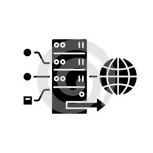 Forward proxy black glyph icon