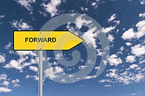 forward traffic sign on blue sky