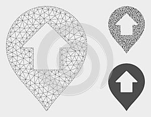 Forward up Arrow Marker Vector Mesh Network Model and Triangle Mosaic Icon