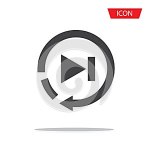 Forward vector icon, media vector icon on background.