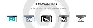 Forwarding icon in filled, thin line, outline and stroke style. Vector illustration of two colored and black forwarding vector