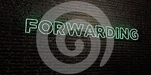 FORWARDING -Realistic Neon Sign on Brick Wall background - 3D rendered royalty free stock image