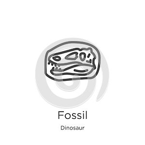 fossil icon vector from dinosaur collection. Thin line fossil outline icon vector illustration. Outline, thin line fossil icon for
