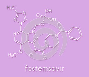 Fostemsavir HIV virus drug molecule. Skeletal formula.