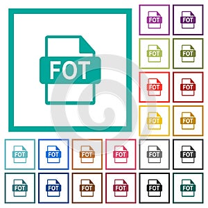 FOT file format flat color icons with quadrant frames