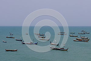 Fisher boats on the ocean in Panama
